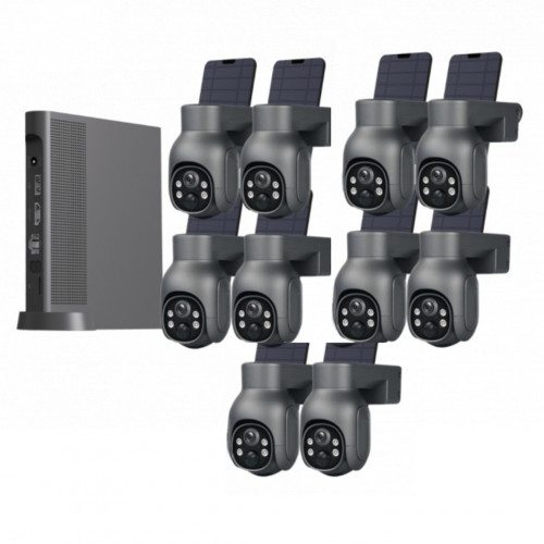Solar PTZ CCTV 10 Camera Kit  10CH (Black)